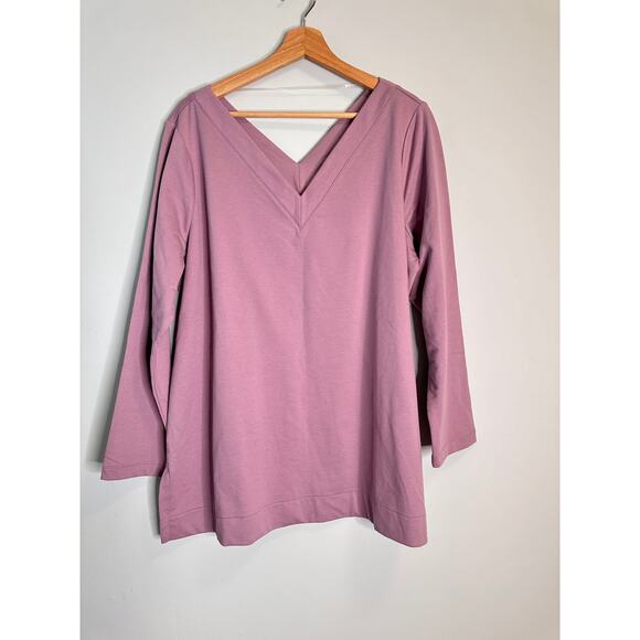 Chico's Purple Oversized Deep V-Neck Blouse - Picture 1 of 4